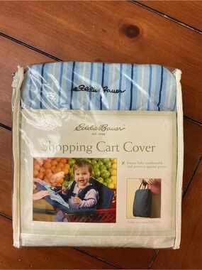 Eddie Bauer Navy and Light Blue Padded Shopping Cart Seat Cover